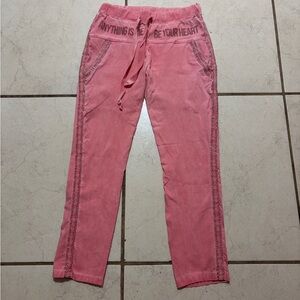 Pink fashion denim/jeggings with rhinestone trim w/ Statement Waistband